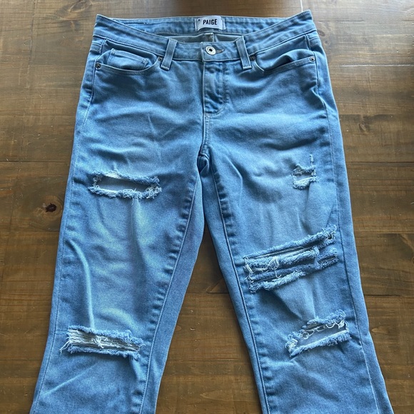 PAIGE Verdugo Ankle Distressed Light Wash Skinny Jeans-Size 28 - Picture 1 of 6